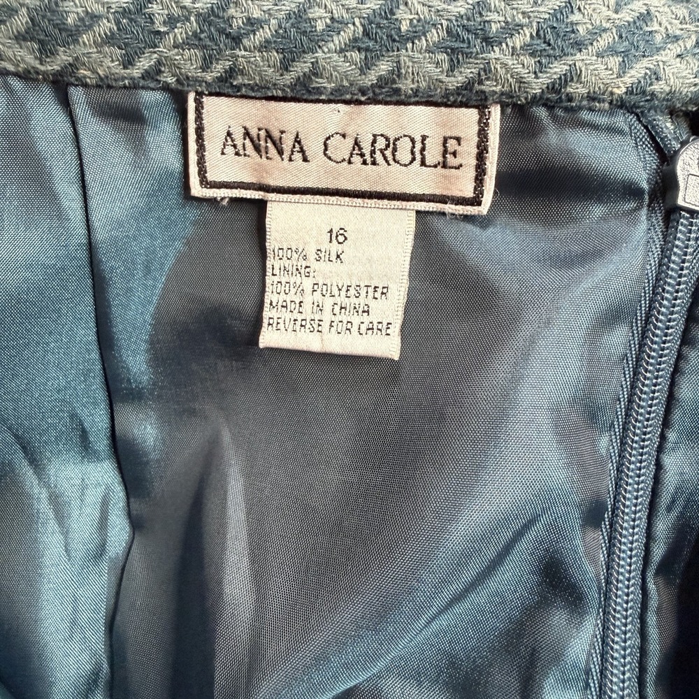 Womens Anna Carole 16 2pc Lined Business Suit Skirt Blazer 100% Silk - Picture 11 of 16